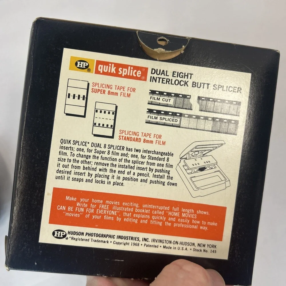 Vintage HP Quik Splicer Dual Eight / Movie Film Interlock‎ Butt Splicer Read